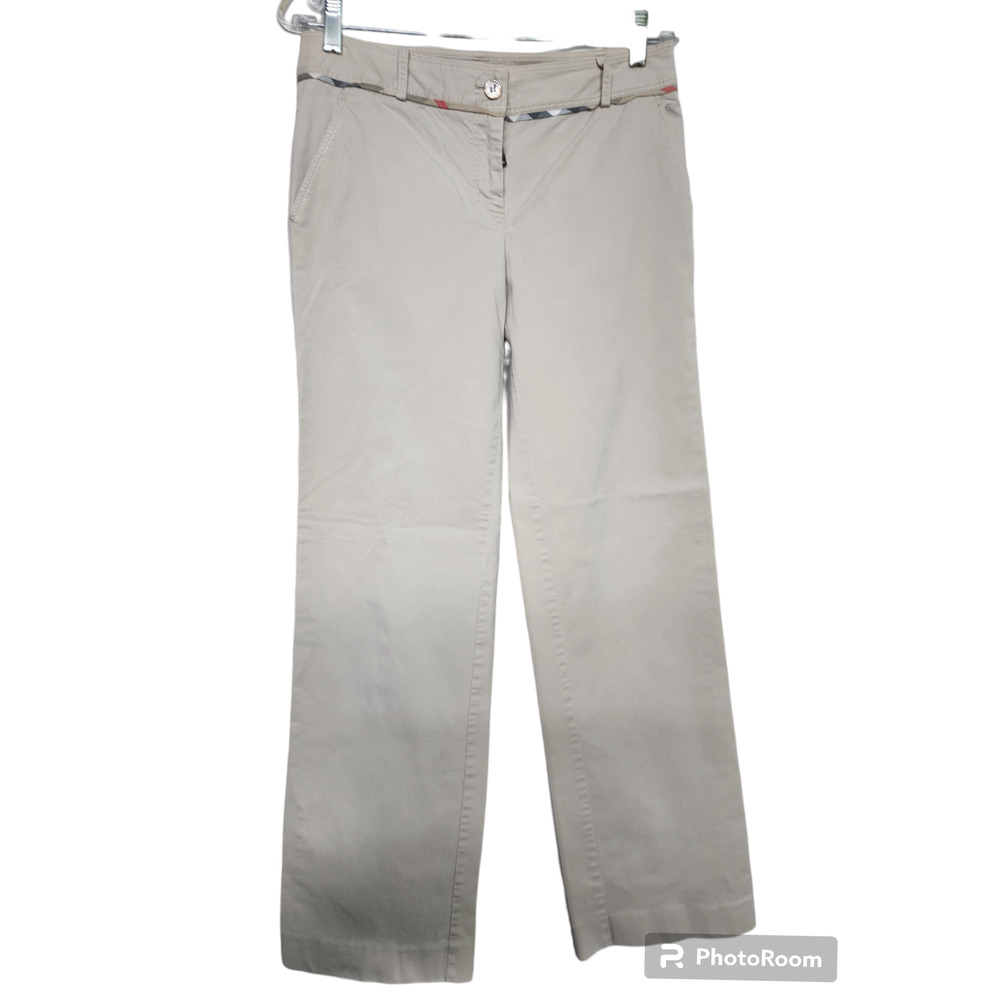 Burberry London Nova Check Trim Khaki Cotton Casual Pants 6